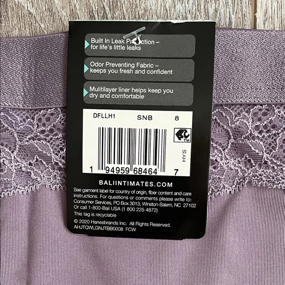 Bali Purple Hi-Cut Brief Women’s XL/8 Odor Leak Protection Support Lining Panti - Picture 6 of 8